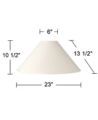 Large 23" Bottom Springcrest Empire Lamp Shade Linen Chimney 6" Top x 13.5" High Spider Replacement Harp and Finial Fitting