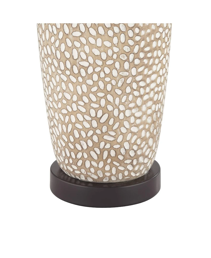 360 Lighting Anna 27 1/4" Tall Modern Coastal Table Lamps Set of 2 Beige Pebbled White Shade Living Room Bedroom Bedside