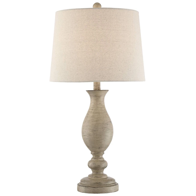 Regency Hill Serena Country Cottage Table Lamps 27 1/2" Tall Set of 2 Beige Gray Oatmeal Fabric Drum Shade for Bedroom Living Room Bedside Nights