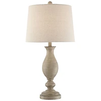 Regency Hill Serena Country Cottage Table Lamps 27 1/2" Tall Set of 2 Beige Gray Oatmeal Fabric Drum Shade for Bedroom Living Room Bedside Nights