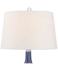 Possini Euro Design Taylor 29" Tall Teardrop Modern Coastal End Table Lamp Blue Art Glass Single White Shade Living Room Bedroom