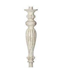 Traditional Vintage like Shabby Chic Standing Floor Lamp 60" Tall Antique White Washed with Ivory Brocade Fabric Bell Shade Decor for Living Room