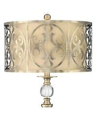 Possini Euro Design Doris Traditional Table Lamp 30 1/2" Tall Brass Candlestick Openwork Double Drum Shades for Bedroom Living Room Bedside Night