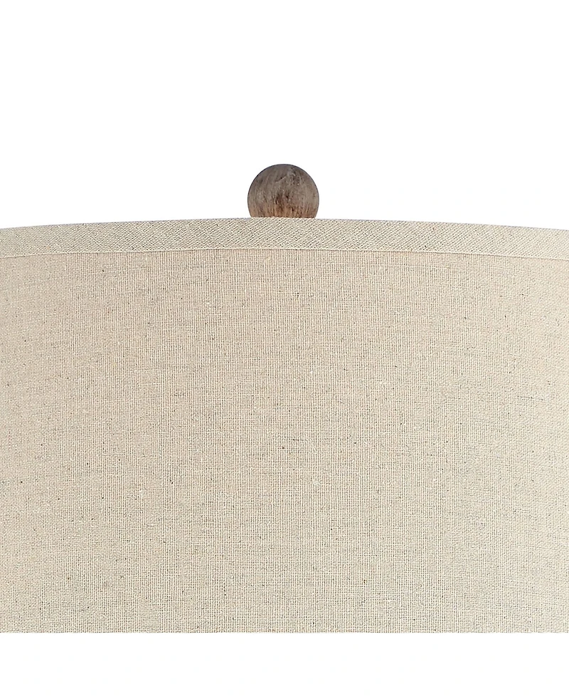Regency Hill Glenn Rustic Country Cottage Table Lamps 27" Tall Set of 2 Brushed Gray Terra Cotta Beige Fabric Shade for Bedroom Living Room Night
