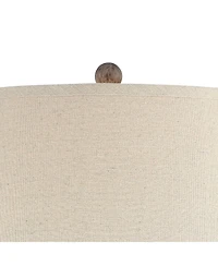 Regency Hill Glenn Rustic Country Cottage Table Lamps 27" Tall Set of 2 Brushed Gray Terra Cotta Beige Fabric Shade for Bedroom Living Room Night
