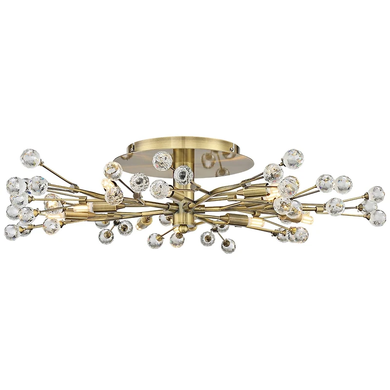 Possini Euro Design Ceiling Light Semi Flush Mount Fixture Led Brass 27 1/2" Wide 10-Light Crystal Berry for Living Room