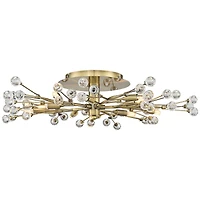 Possini Euro Design Ceiling Light Semi Flush Mount Fixture Led Brass 27 1/2" Wide 10-Light Crystal Berry for Living Room