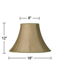 Springcrest Earthen Gold Large Round Bell Lamp Shade 8" Top x 18" Bottom x 12" Height x 13" Slant (Spider) Replacement with Harp a