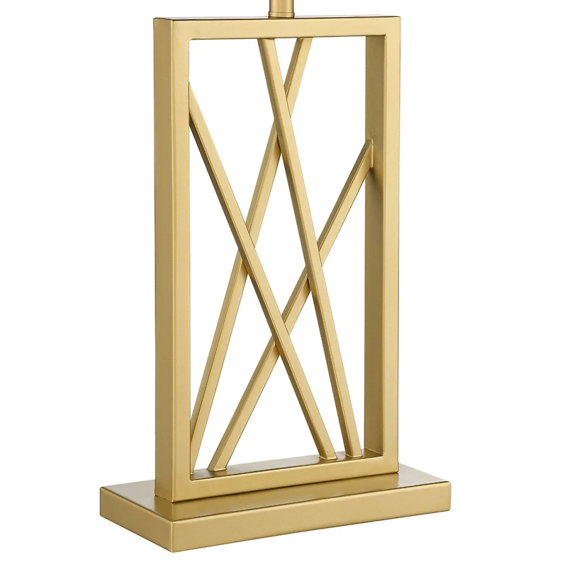 360 Lighting Claudia 26 1/2" Tall Square Modern Glam Table Lamp Gold Finish Metal Single White Shade Living Room Bedroom Bedside