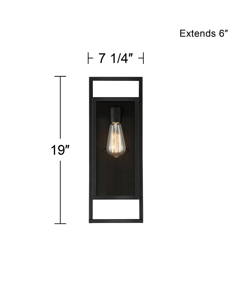 Possini Euro Design Jericho Modern Outdoor Wall Light Fixture Textured Black Metal 19" Clear Glass Panel for Post Exterior Barn Deck House Porch