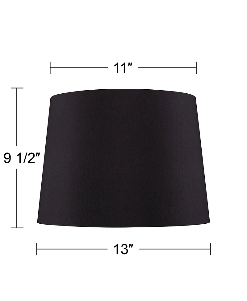Springcrest Set of 2 Black Faux Silk Medium Drum Lamp Shades 11" Top x 13" Bottom x 9.5" Slant x 9.5" High (Spider)