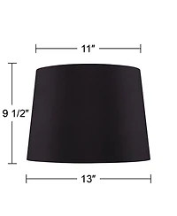 Springcrest Set of 2 Black Faux Silk Medium Drum Lamp Shades 11" Top x 13" Bottom x 9.5" Slant x 9.5" High (Spider)