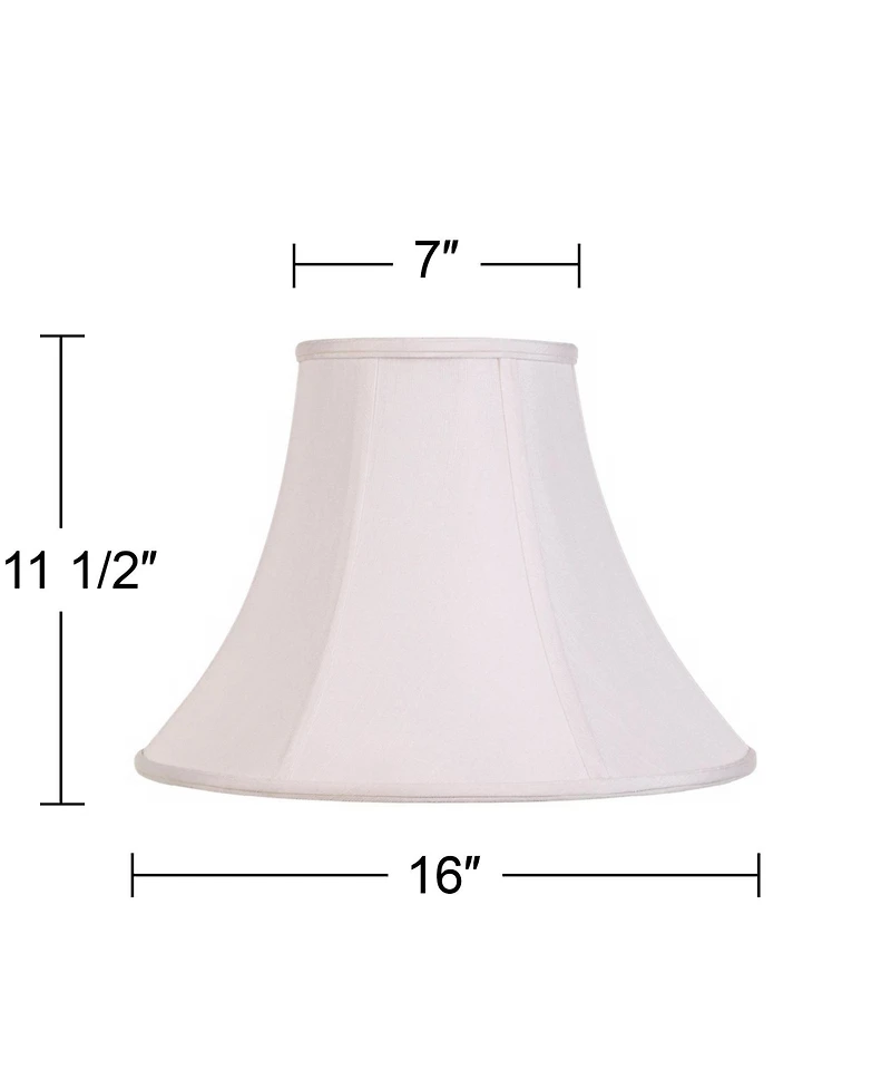 Imperial Shade White Medium Bell Lamp Shade 7" Top x 16" Bottom x 12" Slant x 11.5" High (Spider) Replacement with Harp and Finial