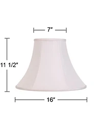 Imperial Shade White Medium Bell Lamp Shade 7" Top x 16" Bottom x 12" Slant x 11.5" High (Spider) Replacement with Harp and Finial