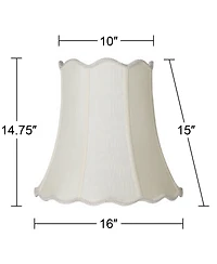 Imperial Shade Creme Medium Scallop Bell Lamp Shade 10" Top x 16" Bottom x 15" Slant x 14.75 High (Spider) Replacement with Harp and Fi