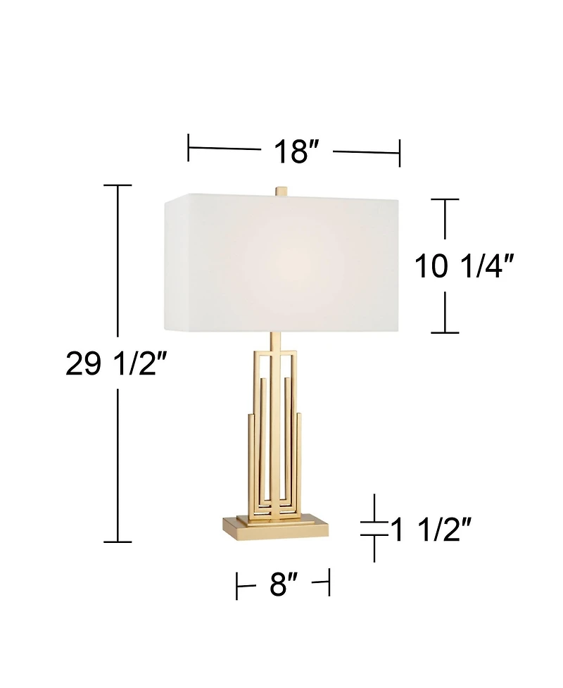 360 Lighting Sonia Modern Table Lamps 29 1/2" Tall Set of 2 Gold Metal with Dual Usb Charging Ports White Rectangular Shade for Bedroom Living Ro