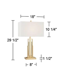 360 Lighting Sonia Modern Table Lamps 29 1/2" Tall Set of 2 Gold Metal with Dual Usb Charging Ports White Rectangular Shade for Bedroom Living Ro