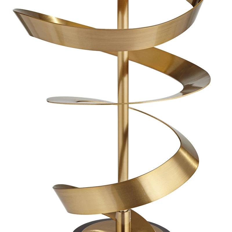 Twist Modern Table Lamp 31" Tall Sculptural Brass Gold Metal Marble Black Drum Shade with Gold Liner Decor Bedroom Living Room Nightstand Bedside Nigh