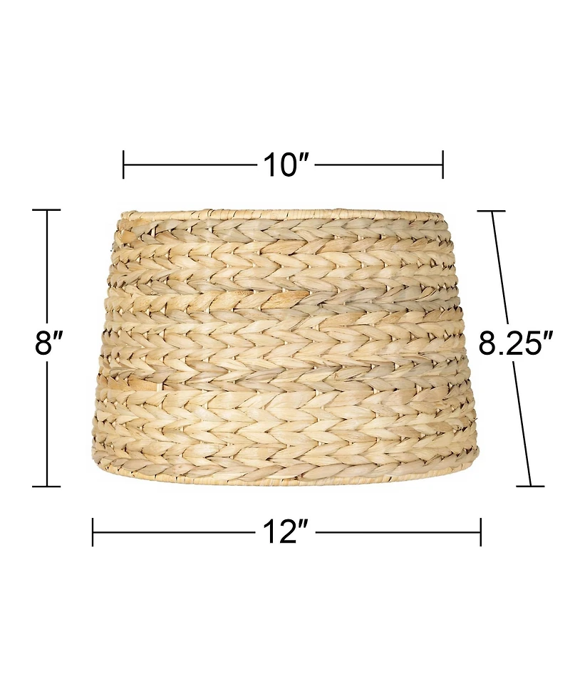 Springcrest Woven Seagrass Small Drum Lamp Shade 10" Top x 12" Bottom x 8.25" Slant x 8" High (Spider) Replacement with Harp and F