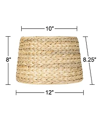 Springcrest Woven Seagrass Small Drum Lamp Shade 10" Top x 12" Bottom x 8.25" Slant x 8" High (Spider) Replacement with Harp and F