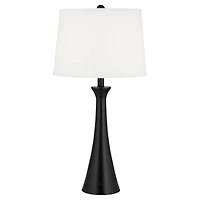 360 Lighting Karl Modern Table Lamps 28 1/4" Tall Set of 2 Black Metal with Usb and Ac Power Outlet in Base White Drum Shade for Bedroom Living R