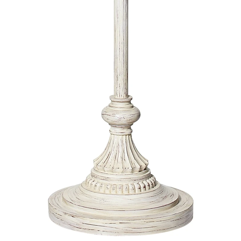 Traditional Vintage like Shabby Chic Floor Lamp Standing Base 60" Tall Antique White Washed Decor for Living Room Reading House Bedroom Family Ho