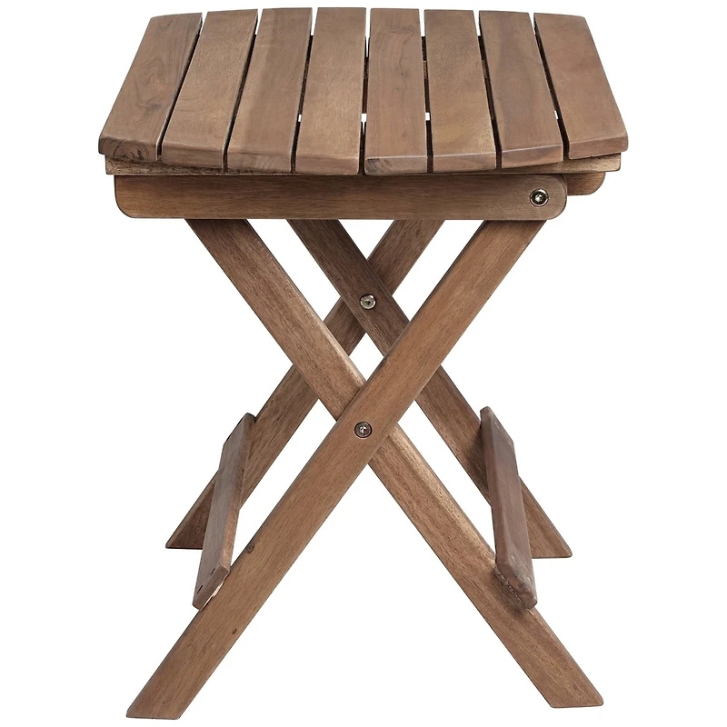 Monterey Modern Acacia Wood Outdoor Folding Accent Side End Table 20" x 14" Natural Slatted Tabletop Legs for Patio House Home Balcony Backyard Spaces