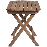 Monterey Modern Acacia Wood Outdoor Folding Accent Side End Table 20" x 14" Natural Slatted Tabletop Legs for Patio House Home Balcony Backyard Spaces