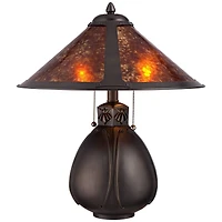 Robert Louis Tiffany Art Deco Accent Table Lamp 19" High Bronze Pottery Natural Mica Shade for Bedroom Bedside Nightstand Office