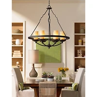 360 Lighting Chalane Rustic Table Lamp 31 1/4" Tall Antique Bronze Hammered Gourd Natural Linen Cylinder Shade for Bedroom Living Room Bedside Of