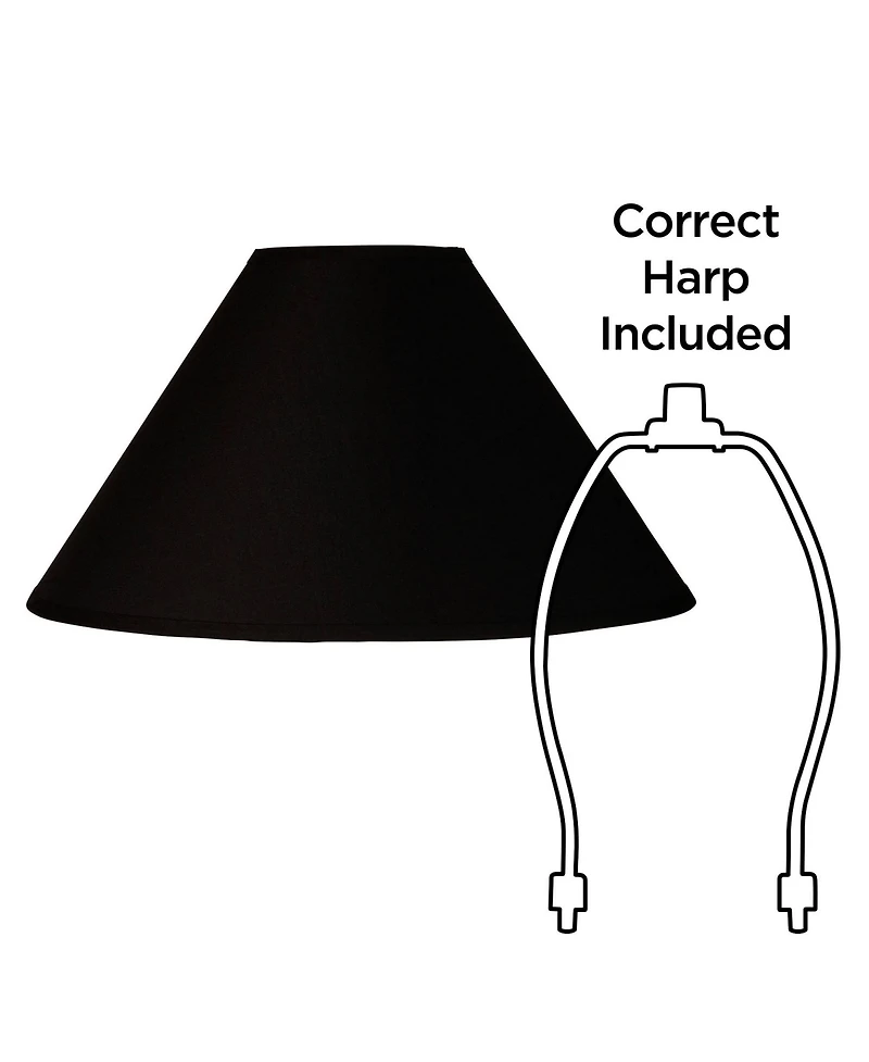 Springcrest Black Large Chimney Empire Lamp Shade 6" Top x 19" Bottom x 12" Slant (Spider) Replacement with Harp and Finial