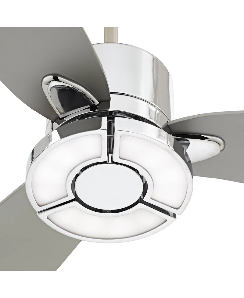 Possini Euro Design 56" Vengeance Modern Indoor Ceiling Fan 3 Blade Led Light Remote Control Chrome Finish Bedroom Living Room