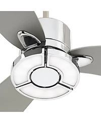 Possini Euro Design 56" Vengeance Modern Indoor Ceiling Fan 3 Blade Led Light Remote Control Chrome Finish Bedroom Living Room
