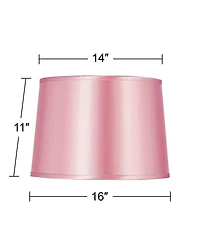 Springcrest Sydnee Pale Pink Satin Medium Drum Lamp Shade 14" Top x 16" Bottom x 11" Slant (Spider) Replacement with Harp and Finial