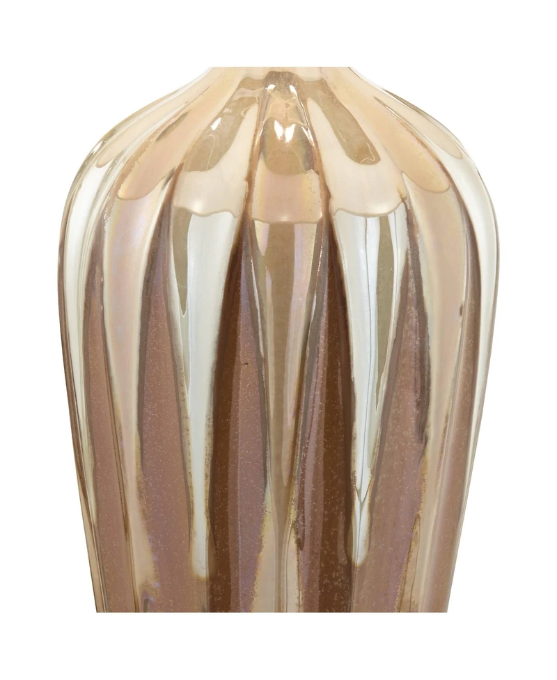 Possini Euro Design Loren Modern Mid Century Table Lamp 28 1/4" Tall Ivory Drip Glaze Ceramic Fabric Drum Shade for Bedroom Living Room Bedside H