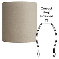 Springcrest 14" Top x 14" Bottom x 15" High x Lamp Shade Replacement Medium Tall Oatmeal Drum Rustic Linen Spider Harp Finial