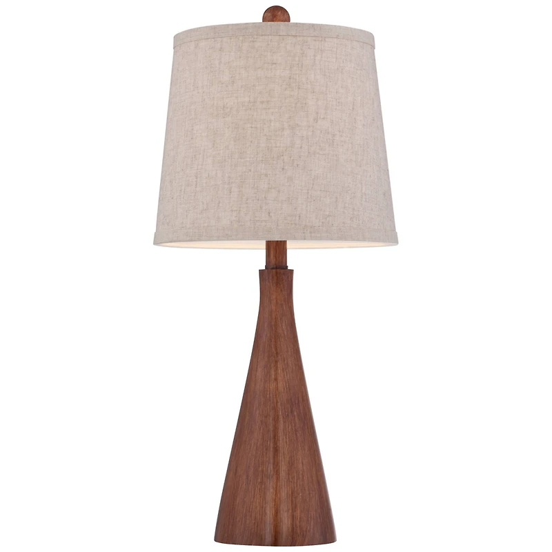 360 Lighting Fraiser Modern Accent Table Lamp 23 1/2" High Brown Faux Wood Oatmeal Drum Shade for Bedroom Living Room Bedside Nightstand Office K