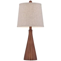 360 Lighting Fraiser Modern Accent Table Lamp 23 1/2" High Brown Faux Wood Oatmeal Drum Shade for Bedroom Living Room Bedside Nightstand Office K