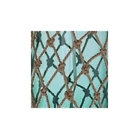 360 Lighting Crosby Country Cottage Natural Accent Table Lamp 22.5" High Coastal Blue Green Glass Rope Net Off White Drum Shade for Living Room Bedroo