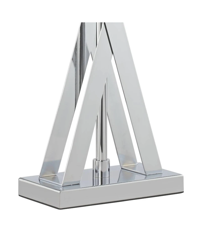 Proxima Modern Table Lamp 28" Tall Chrome Silver Crisscrossing Metal Sheer Outer White Inner Rectangular Shade for Bedroom Living Room House Bedside N