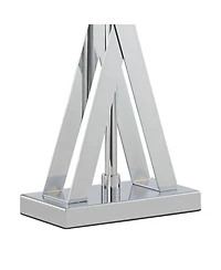 Proxima Modern Table Lamp 28" Tall Chrome Silver Crisscrossing Metal Sheer Outer White Inner Rectangular Shade for Bedroom Living Room House Bedside N