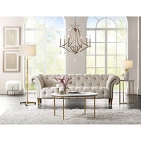 Possini Euro Design Encino Modern Tripod Floor Lamp Standing 60" Tall Brass Gold Metal Off White Fabric Drum Shade for Living Room Bedroom Office