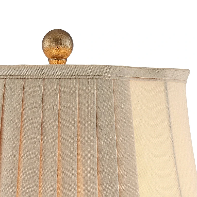Regency Hill Louis Traditional Table Lamps 25 3/4" High Set of 2 Antique Gold Pleated Bell Shade for Bedroom Living Room Bedside Nightstand Offic