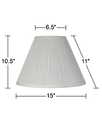 Springcrest Set of 2 White Pleated Medium Empire Lamp Shades 6.5" Top x 15" Bottom x 11" High (Spider) Replacement with Harp and Finial