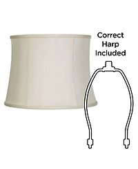 Imperial Shade Set of 2 Creme White Medium Drum Lamp Shades 14" Top x 16" Bottom x 12" High (Spider) Replacement with Harp and Finial