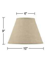Springcrest Set of 2 Empire Lamp Shades Fine Burlap Small 6" Top x 12" Bottom x 9" Slant Spider Replacement Harp and Finial Fitting