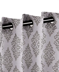 Superior Modern Venetian Damask Jacquard 2-Piece Curtain Panels with Grommet Header Top