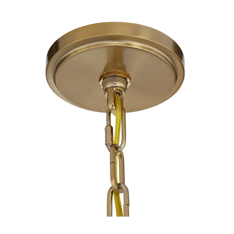 Franklin Iron Works Charleston Warm Brass Pendant Chandelier 16" Wide Modern Dimmable Led Clear Seedy Glass 3-Light Fixture for Dining Room Living Hou