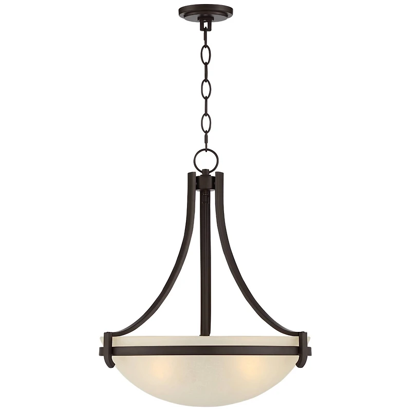 Regency Hill Mallot Oil Rubbed Bronze Pendant Chandelier 20" Wide Industrial Champagne Glass Bowl Shade 4-Light Fixture for Dining Room Kitchen I