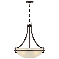 Regency Hill Mallot Oil Rubbed Bronze Pendant Chandelier 20" Wide Industrial Champagne Glass Bowl Shade 4-Light Fixture for Dining Room Kitchen I